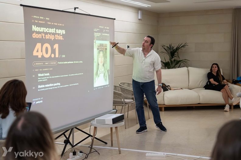 NeuroCast session at Apulia Edge: the verdict slide reads Neurocast says don't ship this, 40.1 out of 100